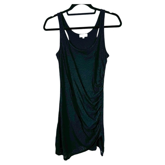 Goldie Ruched Sheath midi sleeveless black pima cotton Dress S - Picture 2 of 7